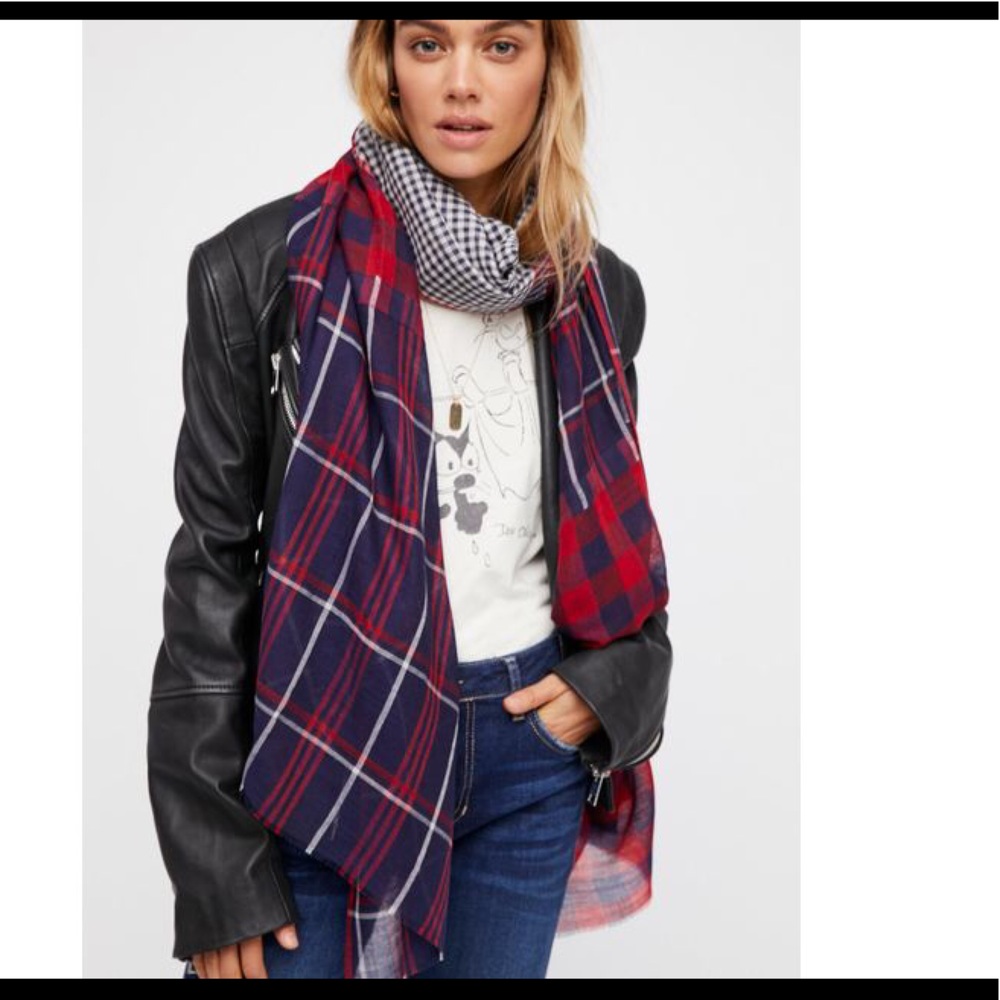 NWT Free People Check Yourself Plaid Scarf